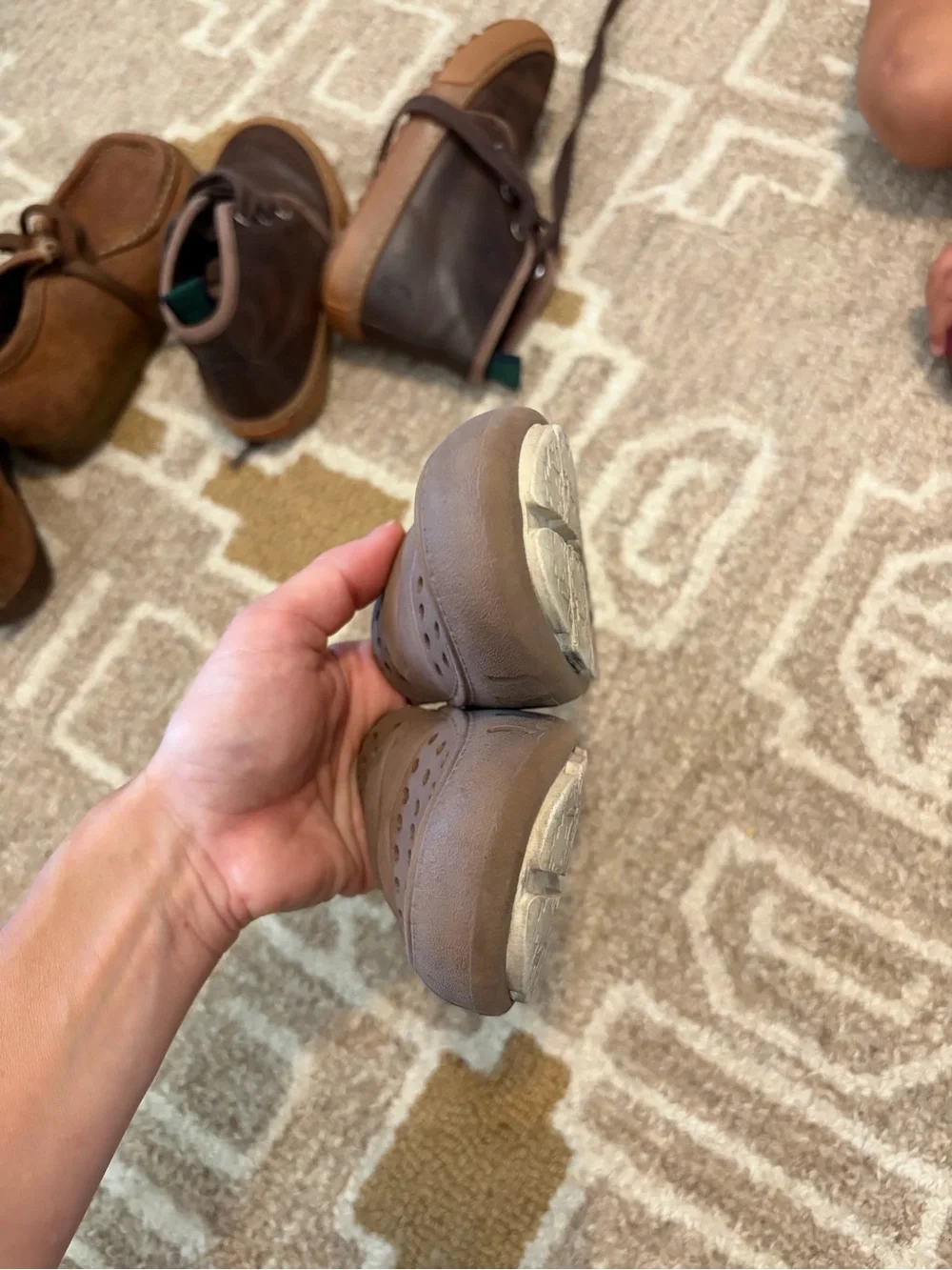Native Kids Water Shoes — Brown and Light Gray Slip-On Clogs